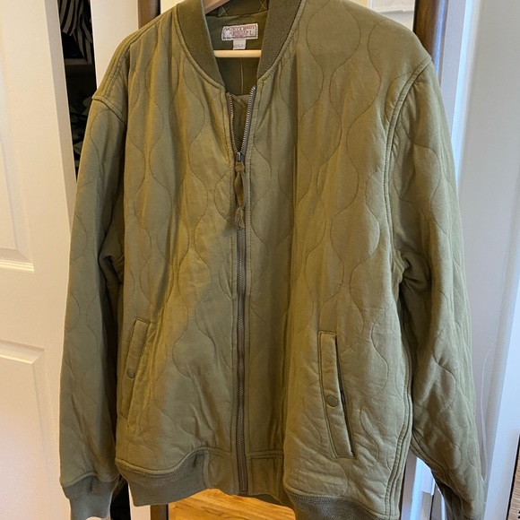 Mens J Crew Bomber Jacket, Army Green - Picture 4 of 4